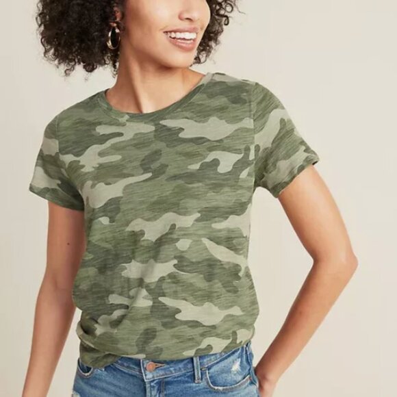 NWT Old Navy EveryWear Printed Slub-Knit Tee T-Shirt Green Camo Women XXL - Picture 1 of 4